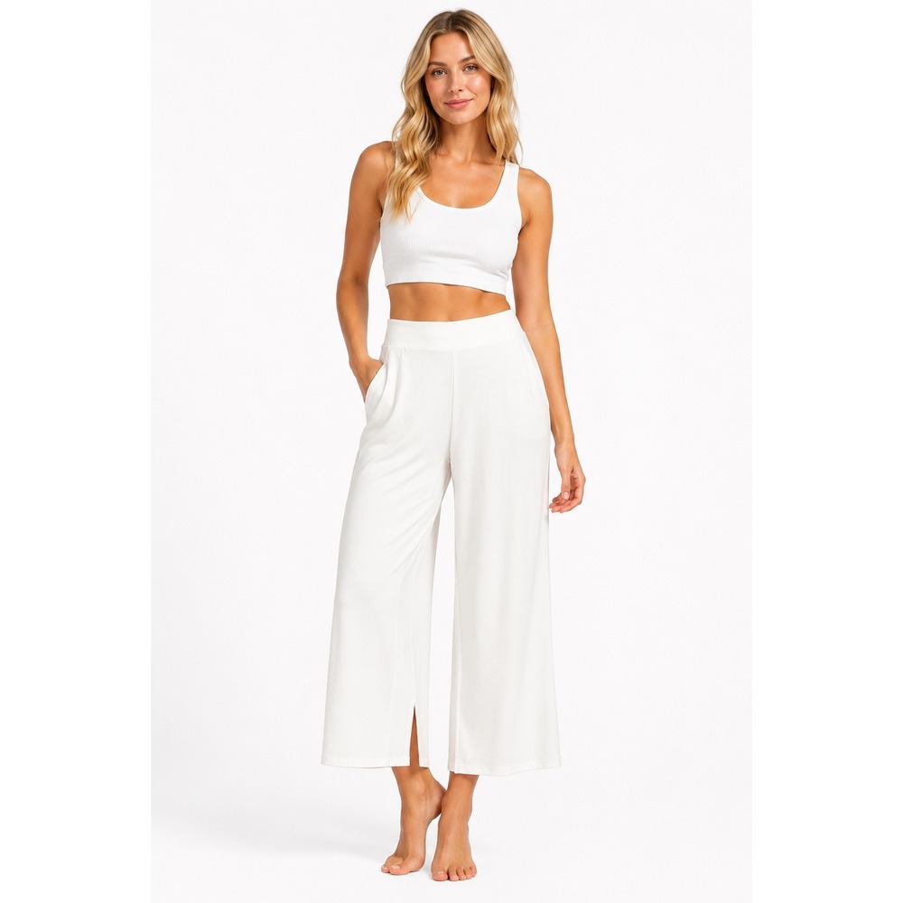 NWT Eileen Fisher Wide Leg Ankle Pants Womens XL Ivory S4TJH-P4607M High Rise
